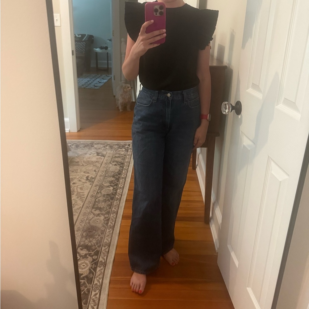 Denim Forum Dark Blue Farrah High- Rise Wide Jeans- Size 27